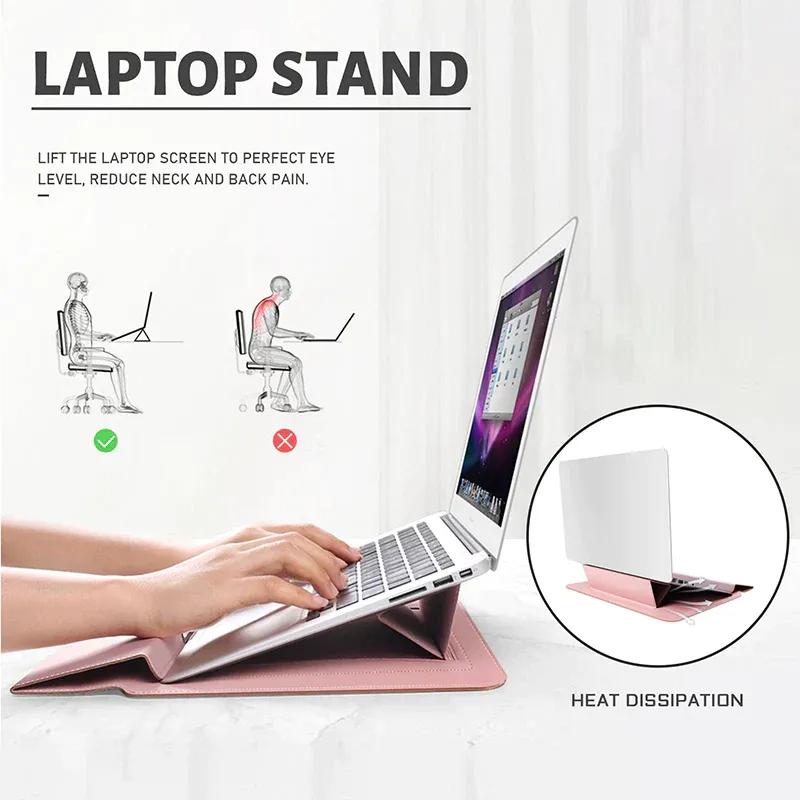 Laptop Sleeve Case Leather Case with Adjustable Stand-prevent your laptop from scratches and daily damage